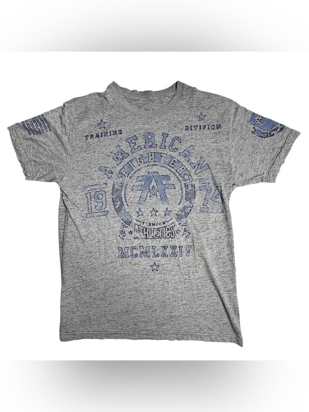 American Fighter Shirt Mens Large Gray Heather Graphic 2 Sided Crew Neck MMA
